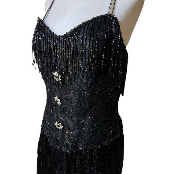 Vintage- LILLIE RUBIN After Five Size 10 Beaded Black Evening Party Dance Dress - Picture 4 of 16